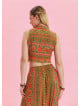Orange Crop Blouse with Shirt Collar Button Detail 4629